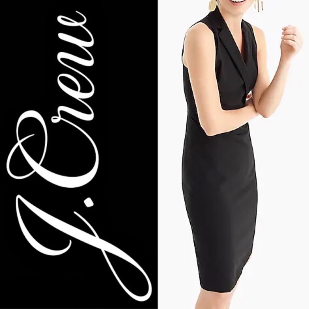 J Crew Black Tuxedo Sheath Dress Wool NWT